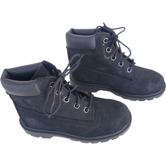 Timberland Premium Leather Cold Weather Combat Boots Black Kids Size 10 - Picture 3 of 6